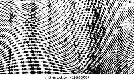 Grunge halftone dots pattern texture background. Modern dotted vector illustration. Abstract curves. Grungy frame. Geometric spotted pattern. Monochrome template for web design, covers,  banners