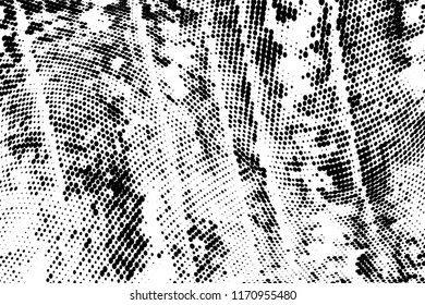 Grunge halftone dots pattern texture background. Modern dotted illustration. Abstract curves. Grungy frame. Geometric spotted pattern. Monochrome template for web design, covers, web sites, banners
