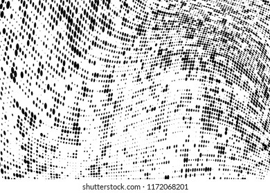 Grunge halftone dots pattern texture background. Modern dotted vector illustration. Abstract curves. Grungy frame. Geometric spotted pattern. Monochrome template for web design, covers, banners
