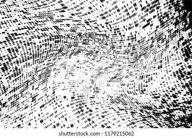 Grunge halftone dots pattern texture background. Modern dotted illustration. Abstract curves. Grungy frame. Geometric spotted pattern. Monochrome template for web design, covers, web sites, banners