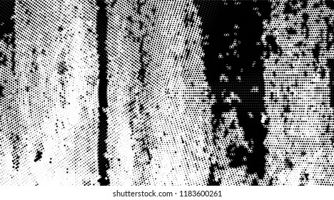 Grunge halftone dots pattern texture background. Modern dotted illustration. Abstract curves. Grungy frame. Geometric spotted pattern. Monochrome template for web design, covers, web sites, banners