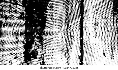 Grunge halftone dots pattern texture background. Modern dotted illustration. Abstract curves. Grungy frame. Geometric spotted pattern. Monochrome template for web design, covers, web sites, banners