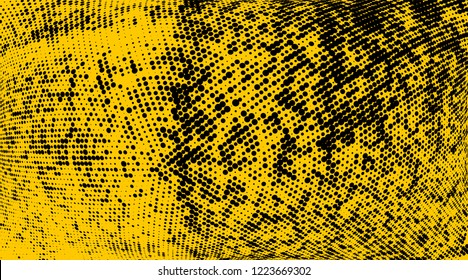 Grunge halftone dots pattern texture background.  Abstract curves. Grungy frame. Geometric spotted pattern. Monochrome wide vector illustration. for web design, covers, web sites, banners