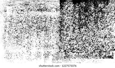 Grunge halftone dots pattern texture background.  Abstract curves. Grungy frame. Geometric spotted pattern. Monochrome black and white vector illustration. for web design, covers, web sites, banners