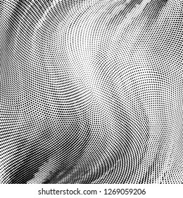Grunge halftone dots pattern texture background.  Dotted black and white  vector illustration. Abstract curves.  Monochrome template for web design, covers, web sites, banners