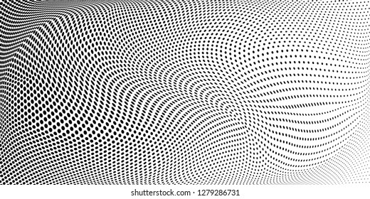 Grunge halftone dots pattern texture background. Low poly design. Modern dotted vector illustration. Abstract wavy lines. Triangular polygon backdrop