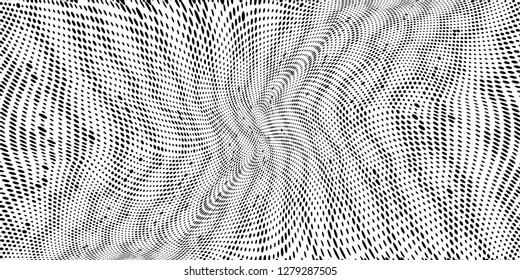Grunge halftone dots pattern texture background. Black pixels. Modern dotted vector illustration. Abstract wavy lines. Points backdrop. Polka dots ornament