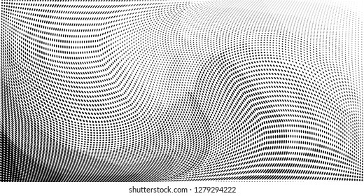 Grunge halftone dots pattern texture background. Low poly design. Modern dotted vector illustration. Abstract wavy lines. Triangular polygon backdrop