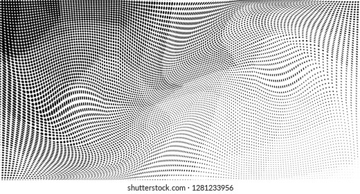 Grunge halftone dots pattern texture background. Low poly design. Modern dotted vector illustration. Abstract wavy lines. Triangular polygon backdrop