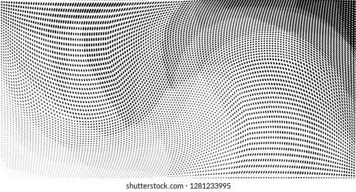 Grunge halftone dots pattern texture background. Low poly design. Modern dotted vector illustration. Abstract wavy lines. Triangular polygon backdrop