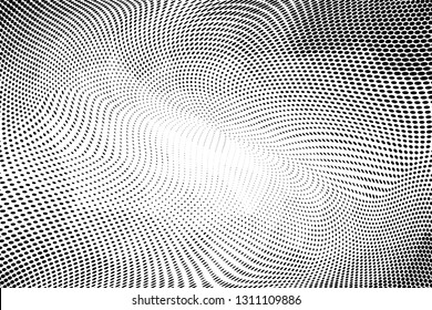 Grunge halftone dots pattern texture background. Low poly design. Modern dotted vector illustration. Abstract wavy lines. Triangular polygon backdrop