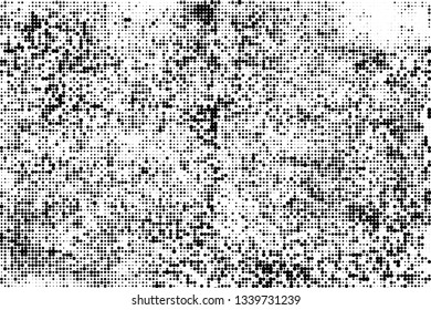 Grunge halftone dots pattern texture background.  Dotted black and white panoramic vector illustration. Abstract curves.  Monochrome template for web design, covers, web sites, banners