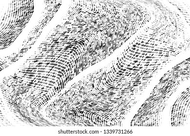 Grunge halftone dots pattern texture background.  Dotted black and white panoramic vector illustration. Abstract curves.  Monochrome template for web design, covers, web sites, banners