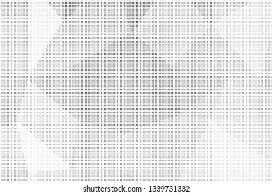 Grunge halftone dots pattern texture background. Low poly design. Modern dotted panoramic vector illustration. Abstract wavy lines. Triangular polygon black and white backdrop