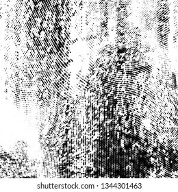 Grunge halftone dots pattern texture background. Dotted black and white  vector illustration. Abstract curves. Monochrome  backdrop for web design, covers, web sites, banners