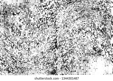 Grunge halftone dots pattern texture background. Dotted black and white  vector illustration. Abstract curves. Monochrome  backdrop for web design, covers, web sites, banners