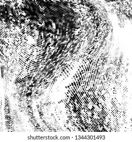 Grunge halftone dots pattern texture background. Dotted black and white  vector illustration. Abstract curves. Monochrome  backdrop for web design, covers, web sites, banners