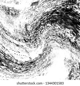 Grunge halftone dots pattern texture background. Dotted black and white  vector illustration. Abstract curves. Monochrome  backdrop for web design, covers, web sites, banners