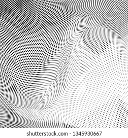 Grunge halftone dots pattern texture background. Low poly design. Modern dotted vector illustration. Abstract wavy lines. Triangular polygon backdrop