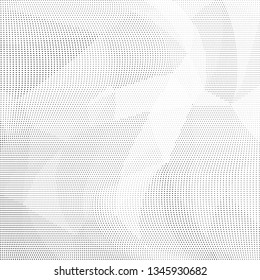 Grunge halftone dots pattern texture background. Low poly design. Modern dotted vector illustration. Abstract wavy lines. Triangular polygon backdrop
