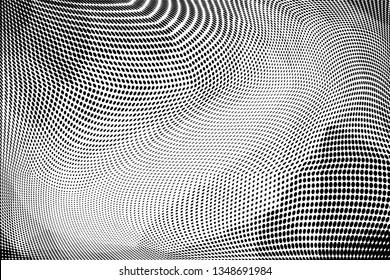 Grunge halftone dots pattern texture background. Low poly design. Modern dotted vector illustration. Abstract wavy lines. Triangular polygon backdrop