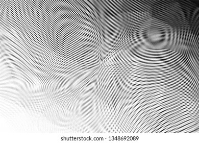 Grunge halftone dots pattern texture background. Low poly design. Modern dotted vector illustration. Abstract wavy lines. Triangular polygon backdrop