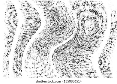 Grunge halftone dots pattern texture background.  Dotted black and white vector illustration. Abstract curves. Geometric spotted pattern. Monochrome template for web design, covers, web sites, banners