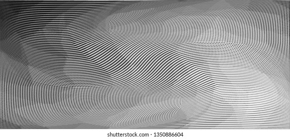 Grunge halftone dots pattern texture background. Low poly design. Modern dotted panoramic vector illustration. Abstract wavy lines. Triangular polygon backdrop