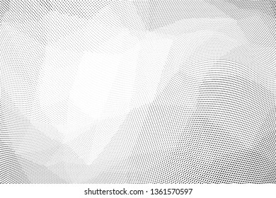 Grunge halftone dots pattern texture background. Low poly design. Modern dotted vector illustration. Abstract wavy lines. Triangular polygon backdrop