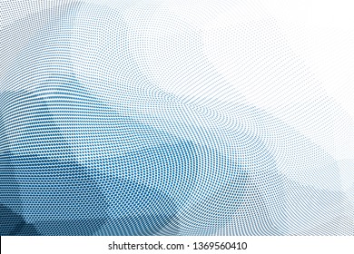 Grunge halftone dots pattern texture background. Low poly design. Modern gradient monochrome dotted  vector illustration. Abstract wavy lines. Triangular polygon backdrop
