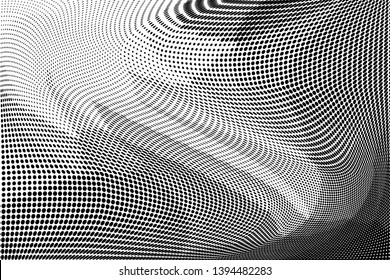 Grunge halftone dots pattern texture background. Low poly design. Modern dotted vector illustration. Abstract wavy lines. Triangular polygon backdrop