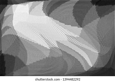 Grunge halftone dots pattern texture background. Low poly design. Modern dotted vector illustration. Abstract wavy lines. Triangular polygon backdrop