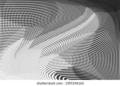 Grunge halftone dots pattern texture background. Low poly design. Modern dotted vector illustration. Abstract wavy lines. Triangular polygon backdrop