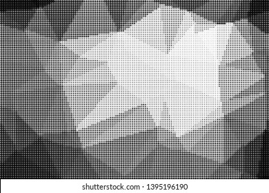 Grunge halftone dots pattern texture background. Low poly design. Modern dotted vector illustration. Abstract wavy lines. Triangular polygon backdrop