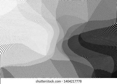 Grunge halftone dots pattern texture background. Low poly design. Modern dotted black and white vector illustration. Abstract wavy lines. Triangular polygon backdrop
