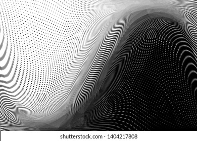 Grunge halftone dots pattern texture background. Low poly design. Modern dotted black and white vector illustration. Abstract wavy lines. Triangular polygon backdrop