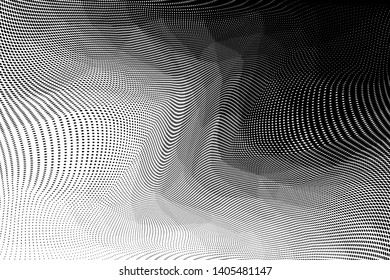 Grunge halftone dots pattern texture background. Low poly design. Modern dotted black and white vector illustration. Abstract wavy lines. Triangular polygon backdrop