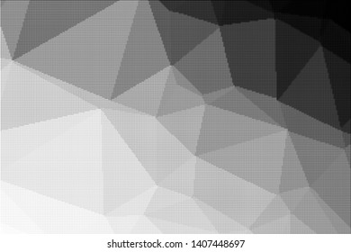 Grunge halftone dots pattern texture background. Low poly design. Modern dotted black and white vector illustration. Abstract wavy lines. Triangular polygon backdrop