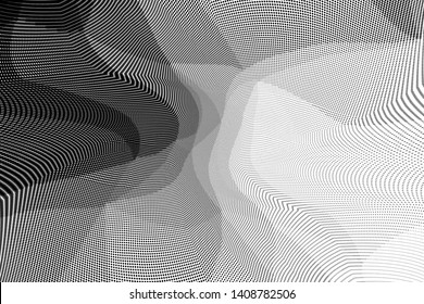 Grunge halftone dots pattern texture background. Low poly design. Modern dotted black and white vector illustration. Abstract wavy lines. Triangular polygon backdrop