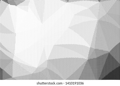 Grunge halftone dots pattern texture background. Low poly design. Modern dotted black and white vector illustration. Abstract wavy lines. Triangular polygon backdrop