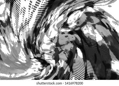 Grunge halftone dots pattern texture background.  Dotted black and white vector illustration. Abstract curves. Geometric spotted pattern. Monochrome template for web design, covers, web sites, banners