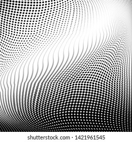 Grunge halftone dots pattern texture 
background. Modern dotted  illustration. Abstract curves. Points backdrop. Grungy spotted pattern. Monochrome template for web design, covers, web sites, banners
