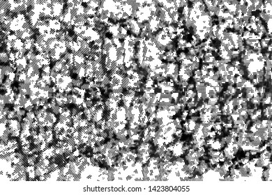 Grunge halftone dots pattern texture background.  Dotted black and white vector illustration. Abstract curves. Geometric spotted pattern. Monochrome template for web design, covers, web sites, banners