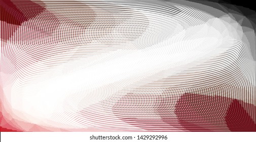 Grunge halftone dots pattern texture background. Low poly design. Modern gradient panoramic monochrome dotted vector illustration. Abstract wavy lines