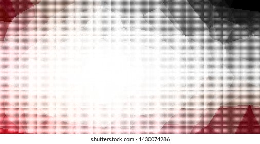 Grunge halftone dots pattern texture background. Low poly design. Modern gradient panoramic monochrome dotted vector illustration. Abstract wavy lines