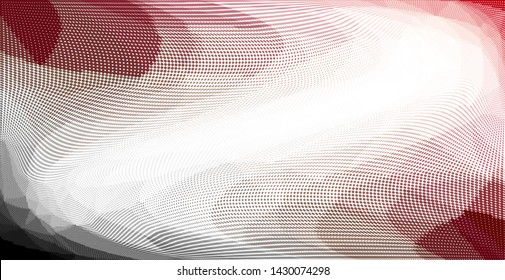 Grunge halftone dots pattern texture background. Low poly design. Modern gradient panoramic monochrome dotted vector illustration. Abstract wavy lines