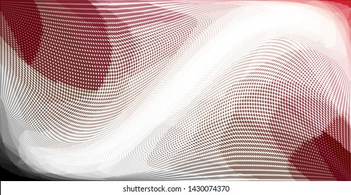 Grunge halftone dots pattern texture background. Low poly design. Modern gradient panoramic monochrome dotted vector illustration. Abstract wavy lines