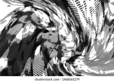 Grunge halftone dots pattern texture background.  Dotted black and white vector illustration. Abstract curves. Geometric spotted pattern. Monochrome template for web design, covers, web sites, banners
