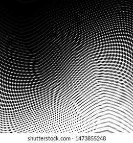 Grunge halftone dots pattern texture background. Modern dotted  illustration. Abstract curves. Points backdrop. Grungy spotted pattern. Monochrome template for web design, covers, web sites, banners
