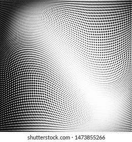 Grunge halftone dots pattern texture background. Modern dotted  illustration. Abstract curves. Points backdrop. Grungy spotted pattern. Monochrome template for web design, covers, web sites, banners
